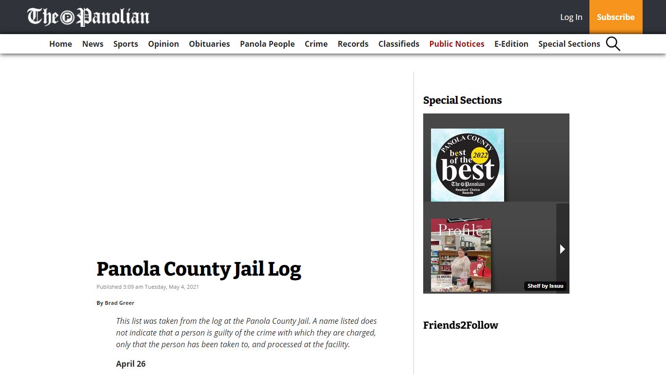 Panola County Jail Log - The Panolian | The Panolian